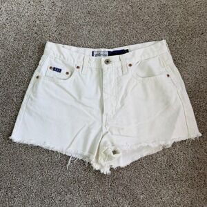 Vintage Express Bleus Denim Shorts Womens 7/8 28W White Cut Off Frayed Summer